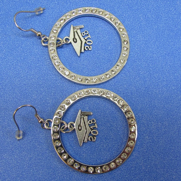 Graduation Gift Class of 2018 Earrings Platinum Pl - Picture 8 of 8